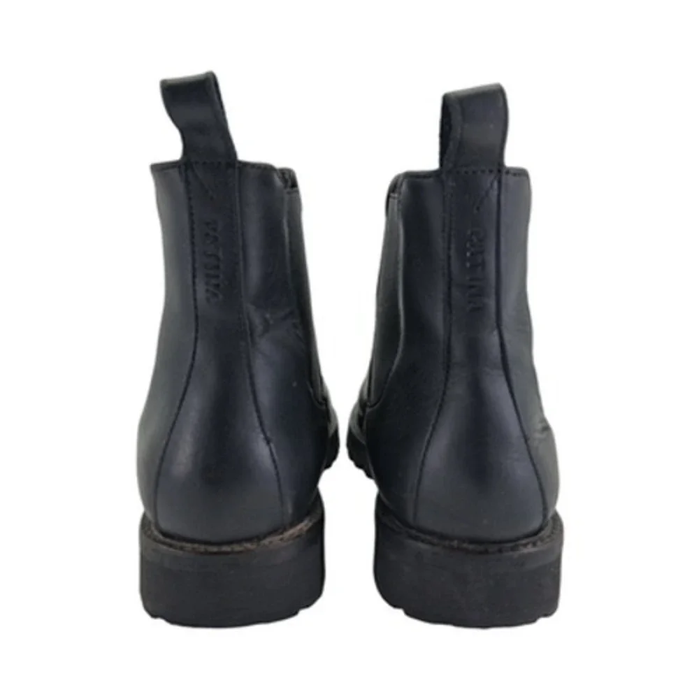 Patina Chelsea Boots Mens Size 9.5 Black Leather Pull On Ankle Casual Lug Sole